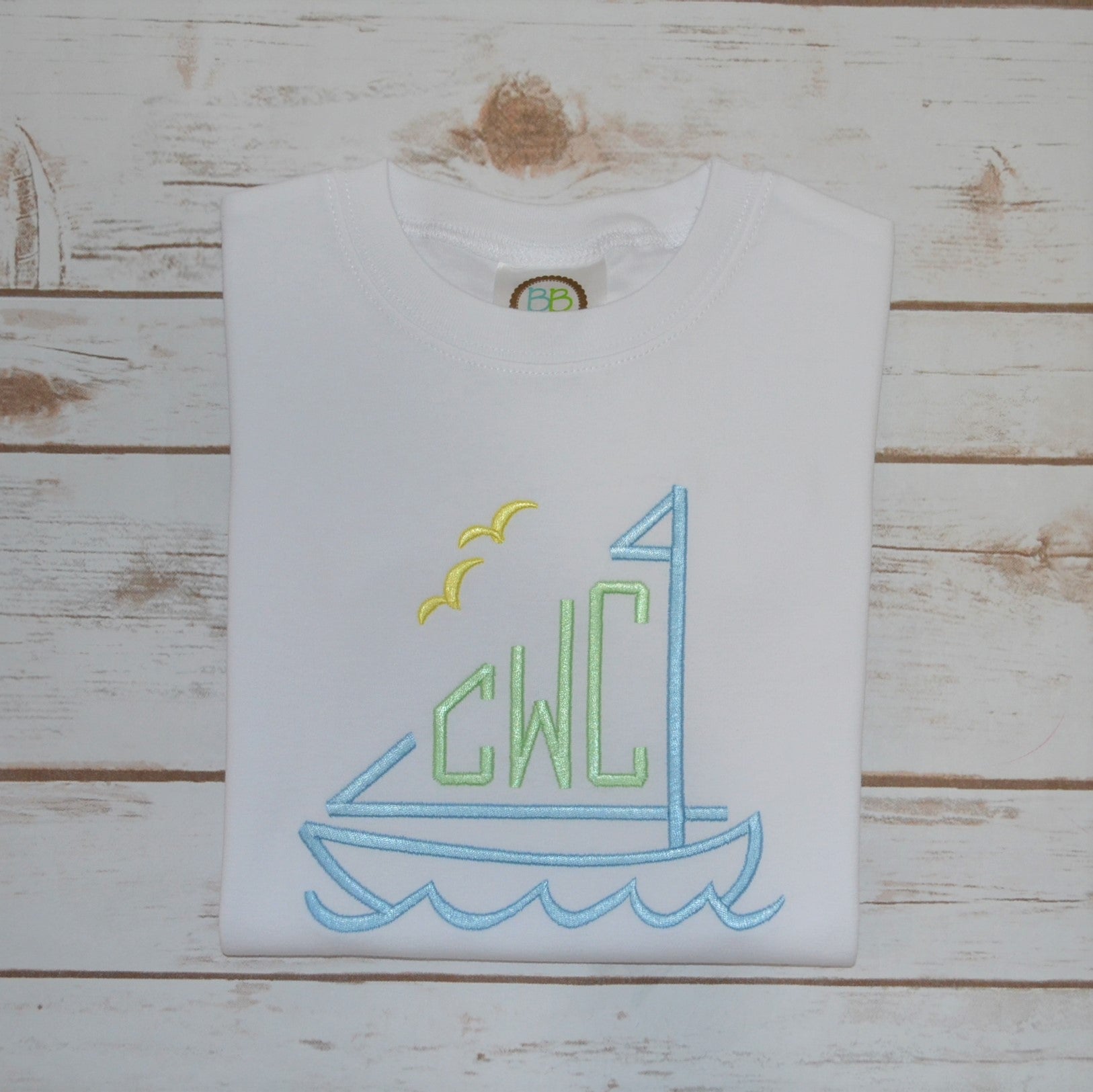 Boy's Sailboat Monogram Shirt