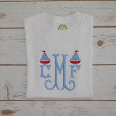 Boy's Sailboat Monogram Shirt