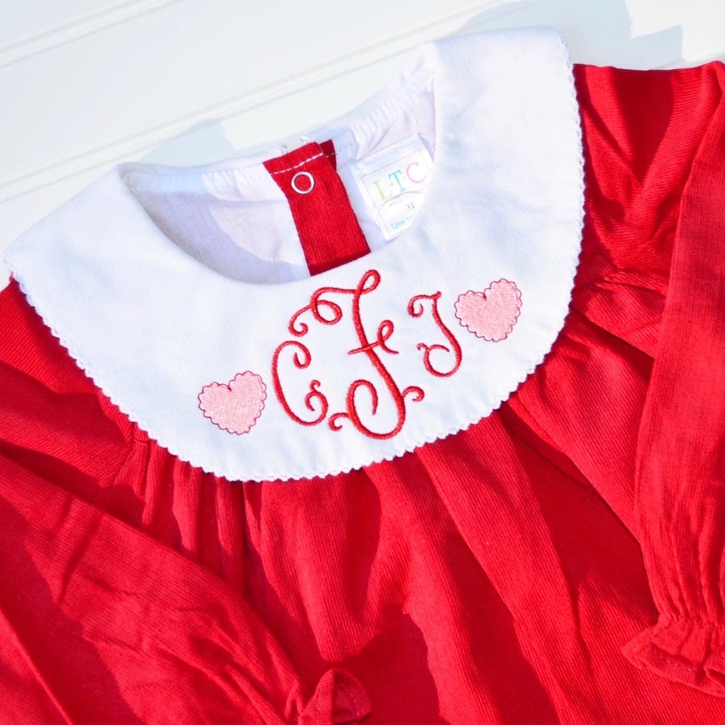 Red Corduroy Bishop Dress - Main Image