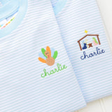 Light Blue Stripe L/S Mini Design Tees